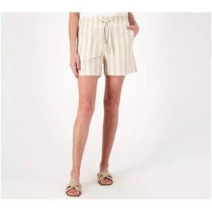 Belle Beach by Kim Gravel Cabana Knit Tassel Short SandDune Stripe 3X A605538